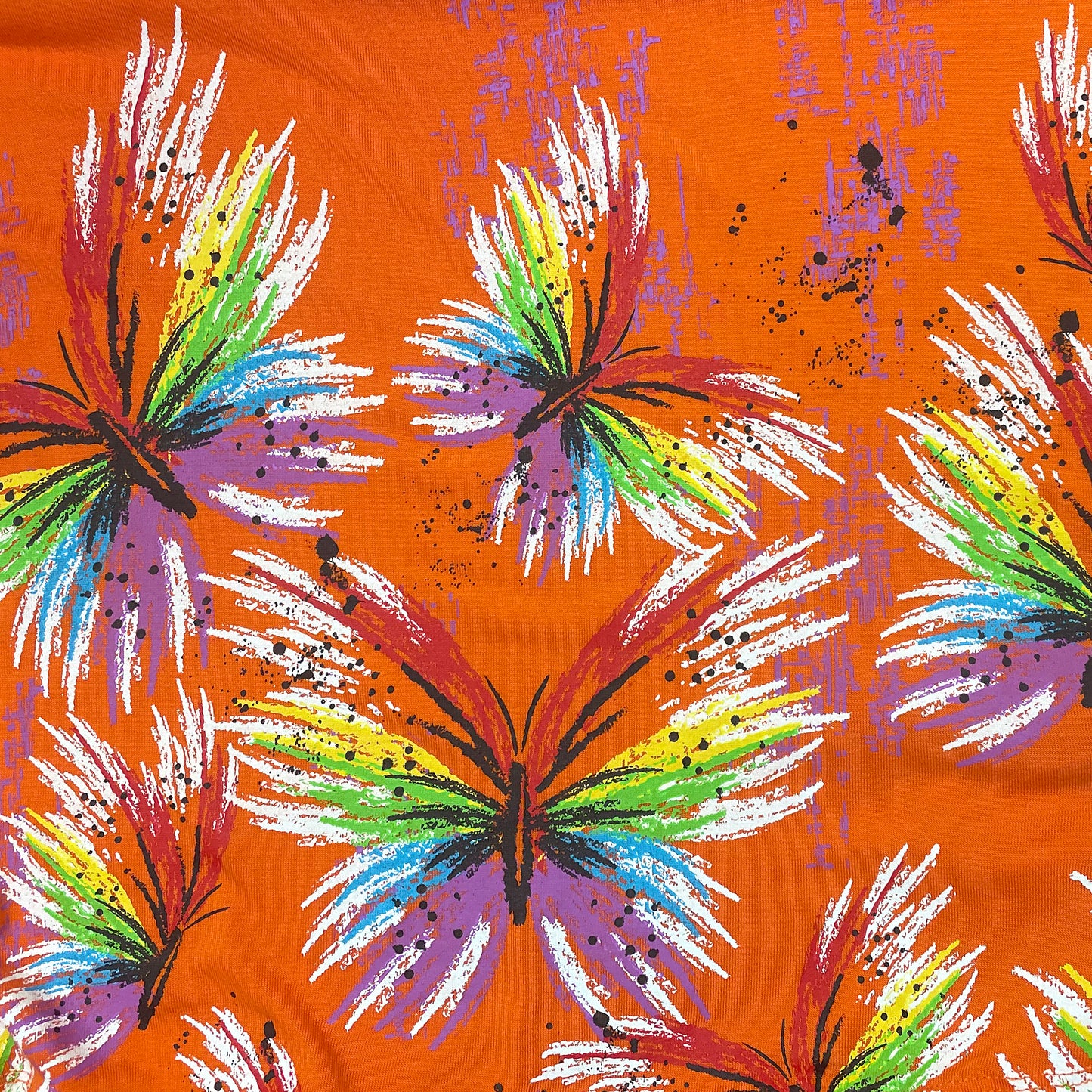 Colorful Butterflies Mandarin Orange Kimono