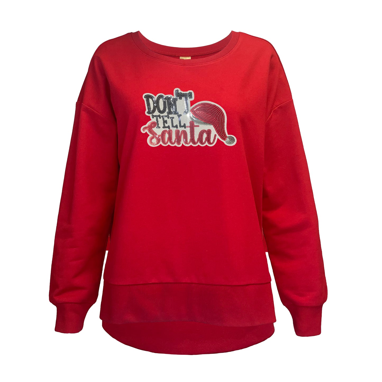 Don't Tell Santa Sequin Boxy Crew