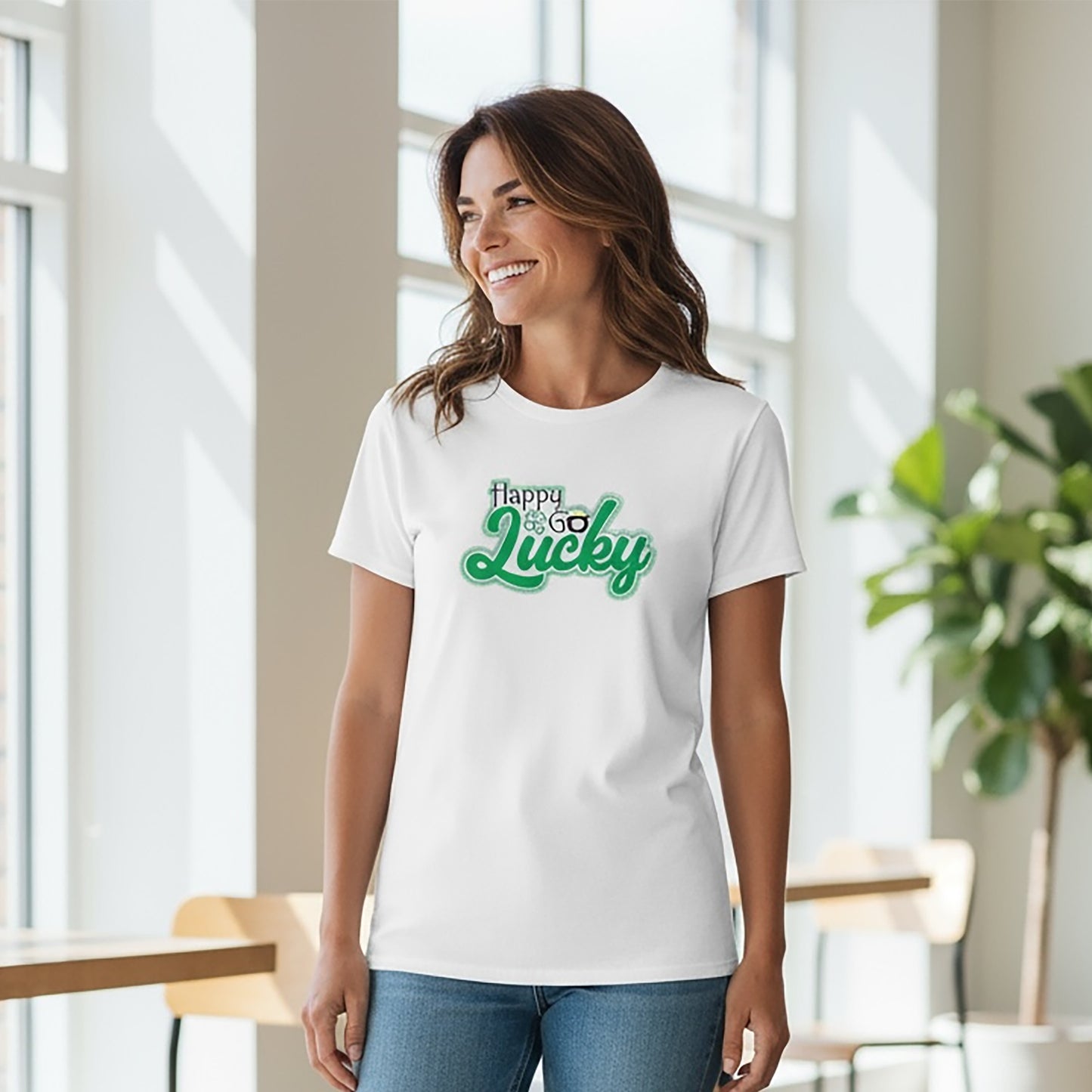 Happy Go Lucky White Tee