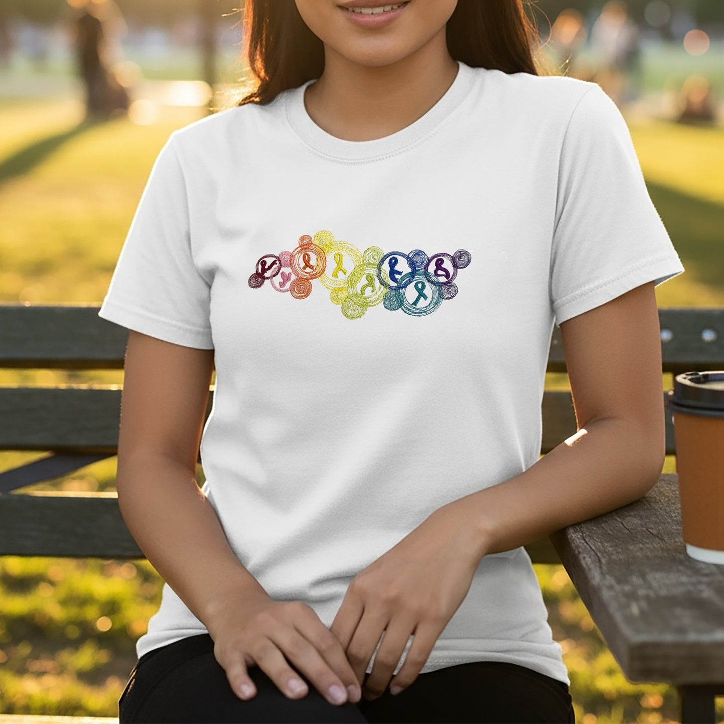 Circled Ribbons White Tee