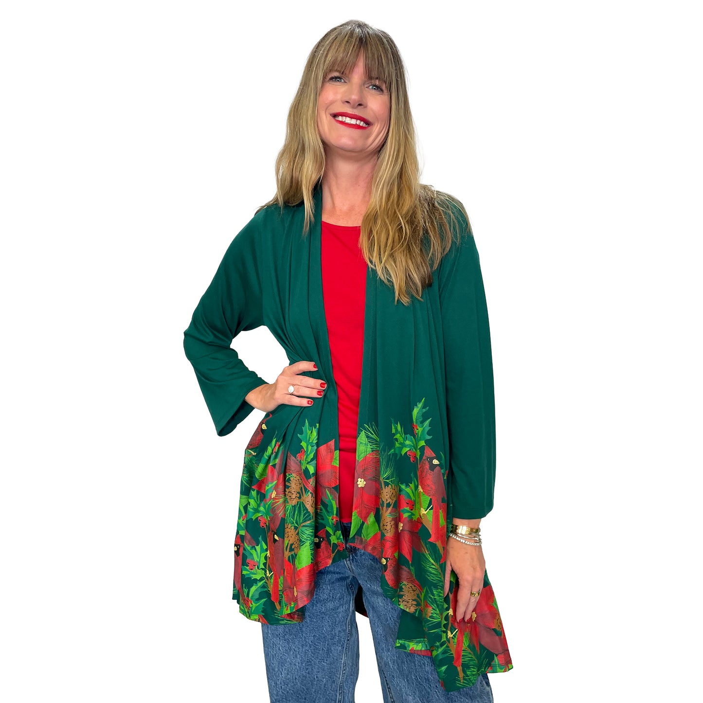 Pointsettia Cardinals Kimono