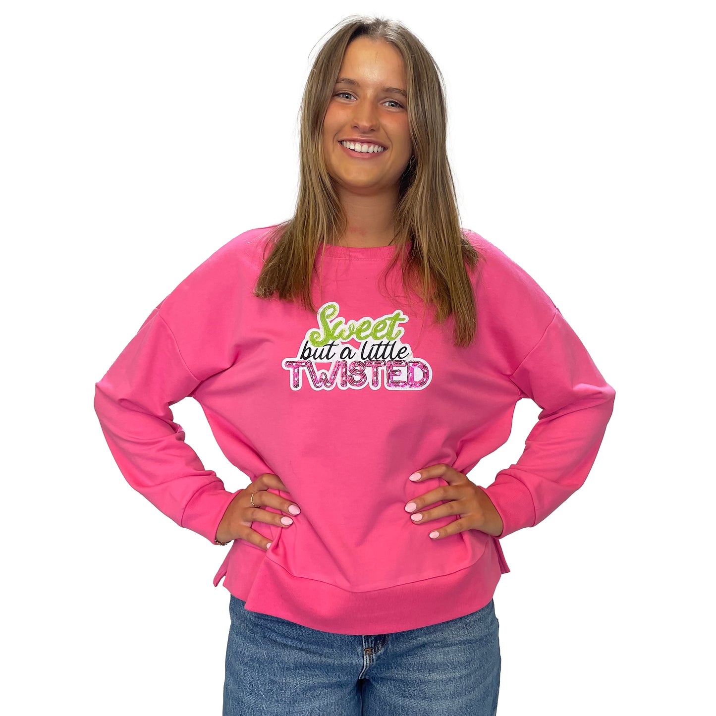 Twisted Pink Sequin Boxy Crew