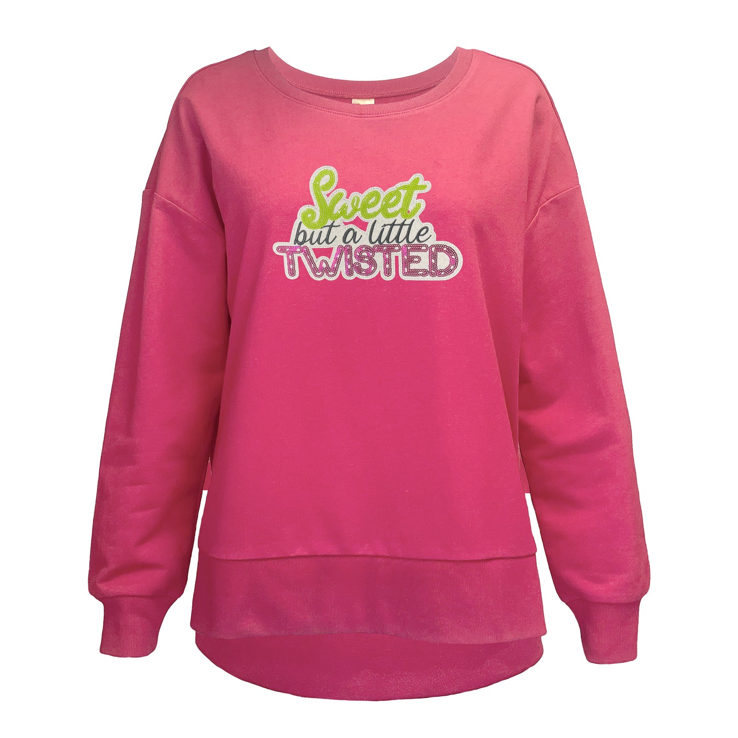 Twisted Pink Sequin Boxy Crew