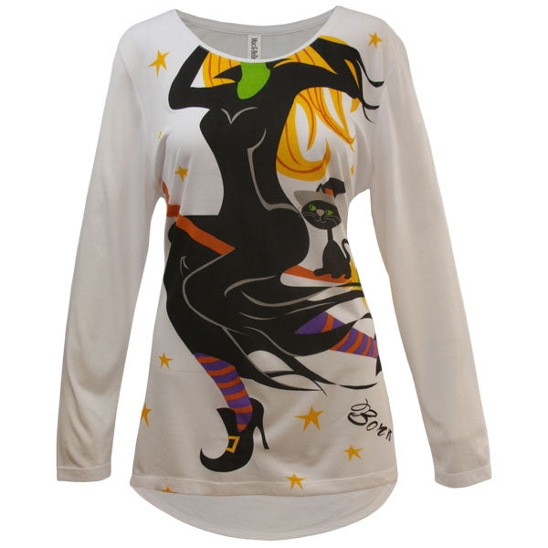Women's 'Born To Ride' Long Sleeve Halloween Swing Top, by Mac & Belle®