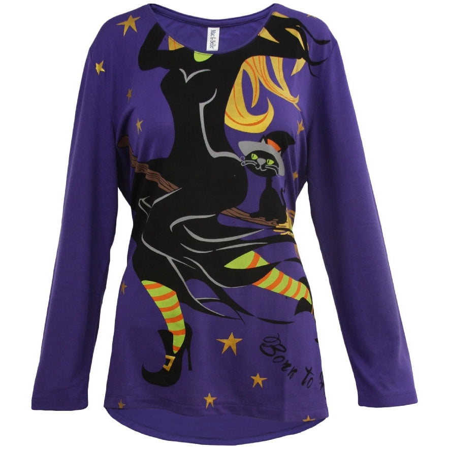 Women's 'Born To Ride' Long Sleeve Halloween Swing Top, by Mac & Belle®
