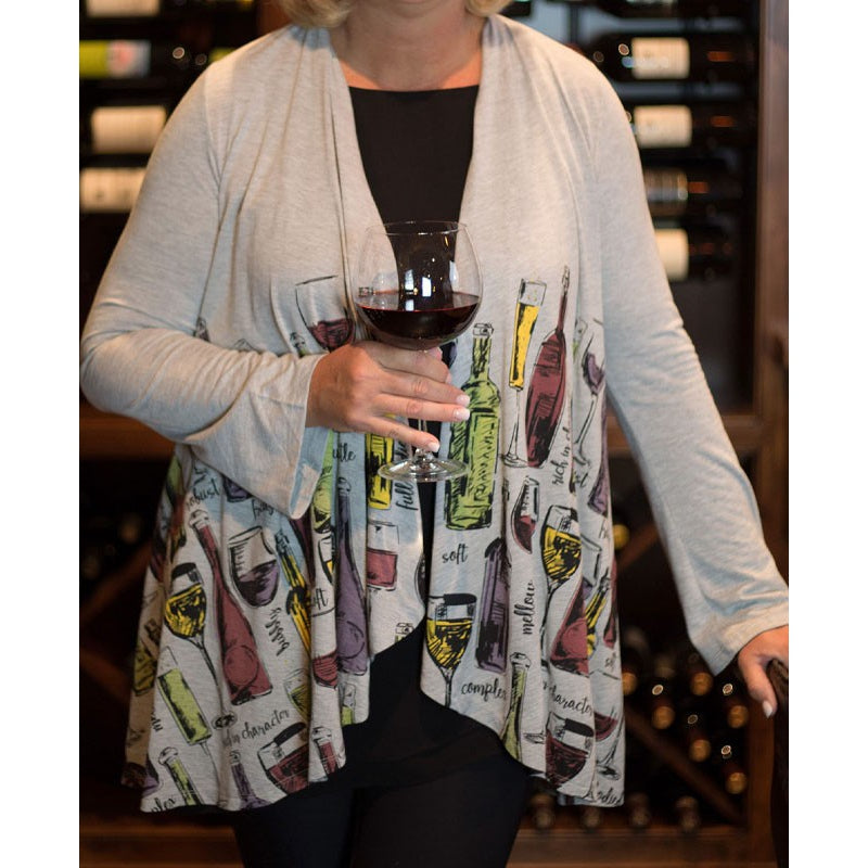 Women's 'Wineology' Long Sleeve Kimono, by A Walk In The Park®