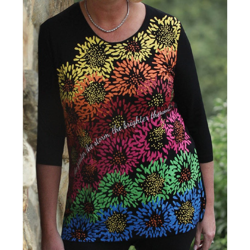 Women's 'Rainbow' 3/4 Sleeve Inspirational Swing Top, by Live Who You Are®