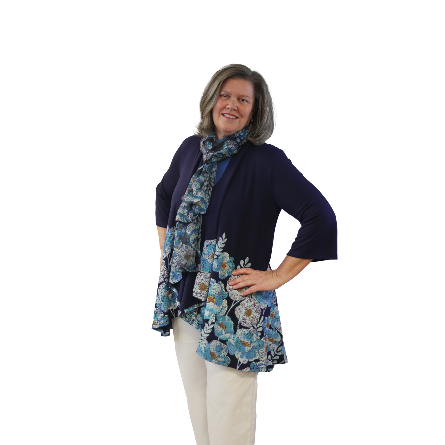 Blue Dot Floral Kimono