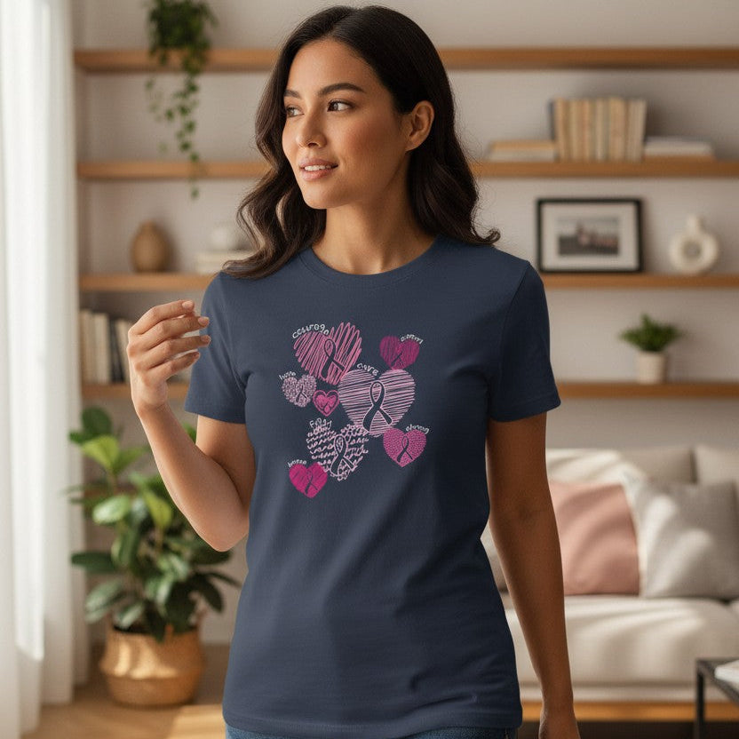 BC Scribble Ribbon Hearts Tee