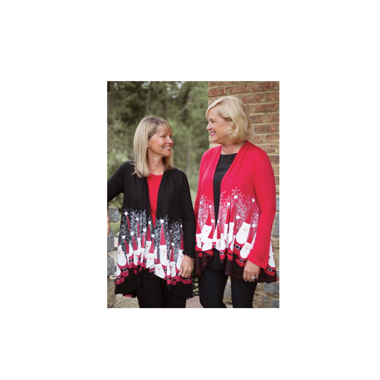 Women's 'Bowling Pin Santa' Long Sleeve Holiday Kimono, by A Walk In The Park®