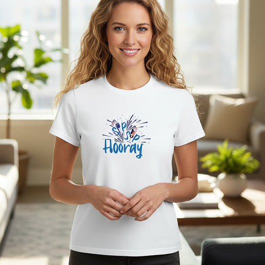 Sip Sip Hooray White Tee