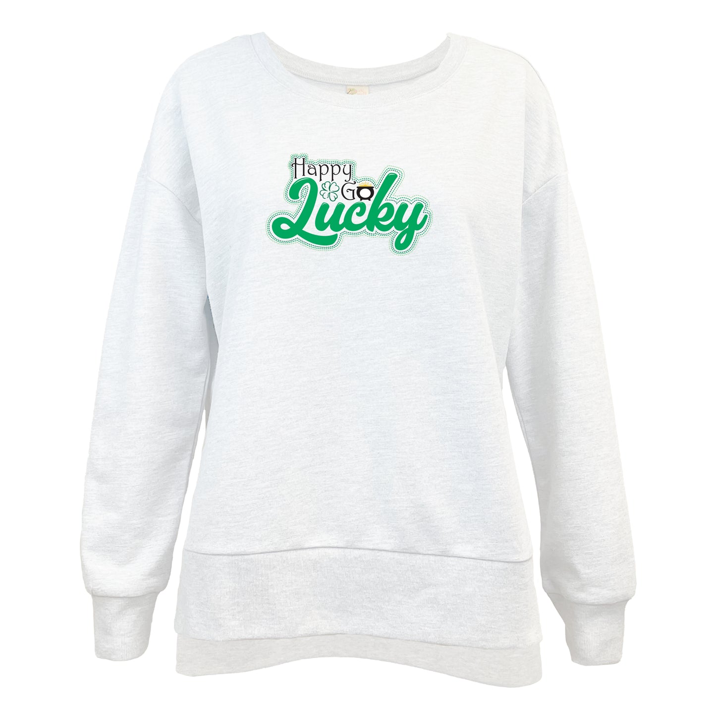 Happy Go Lucky White Boxy Crew