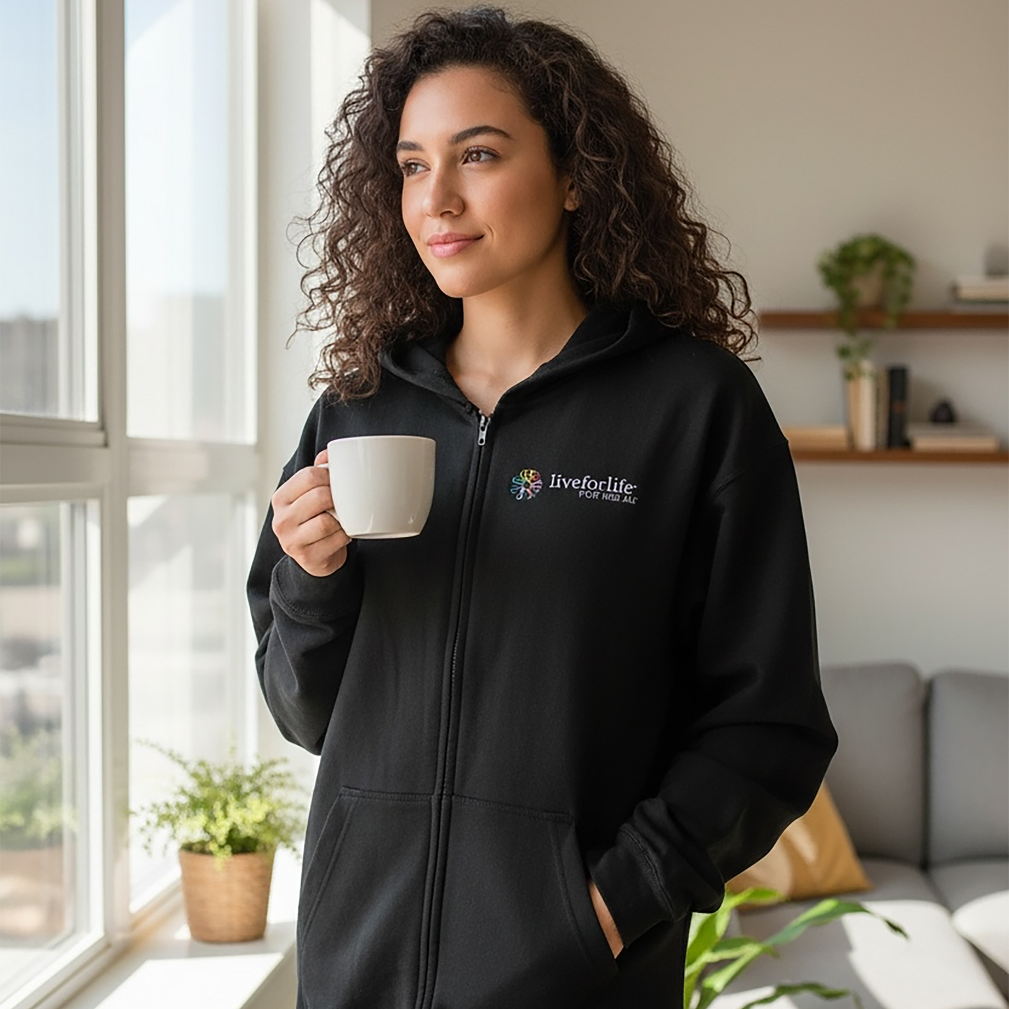 Hope Cure Black Zip Hoodie