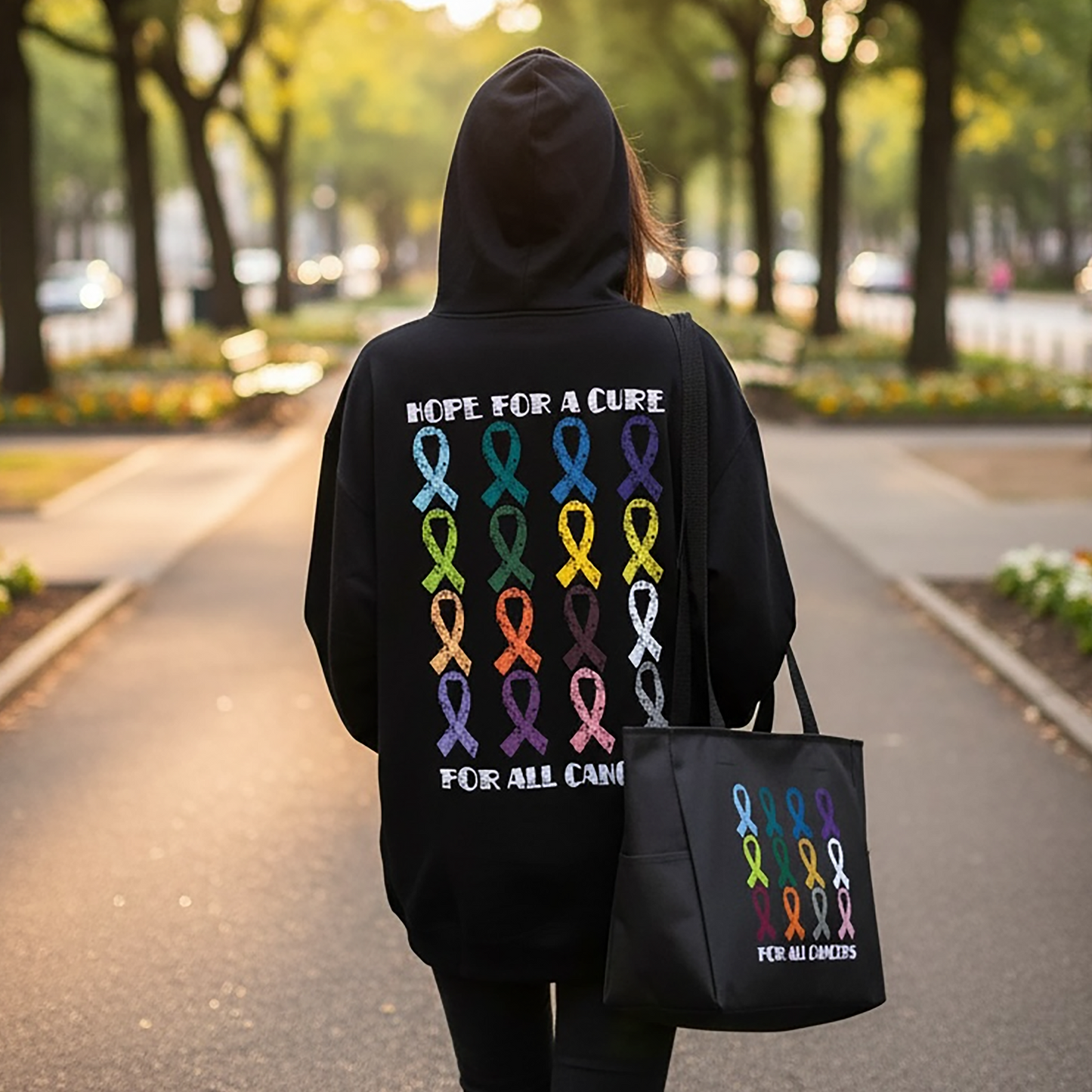 Hope Cure Black Zip Hoodie