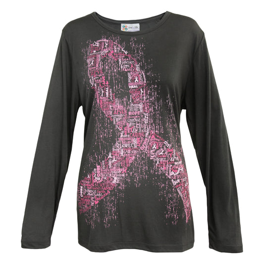 Word Ribbon Breast Cancer Long Sleeve Top