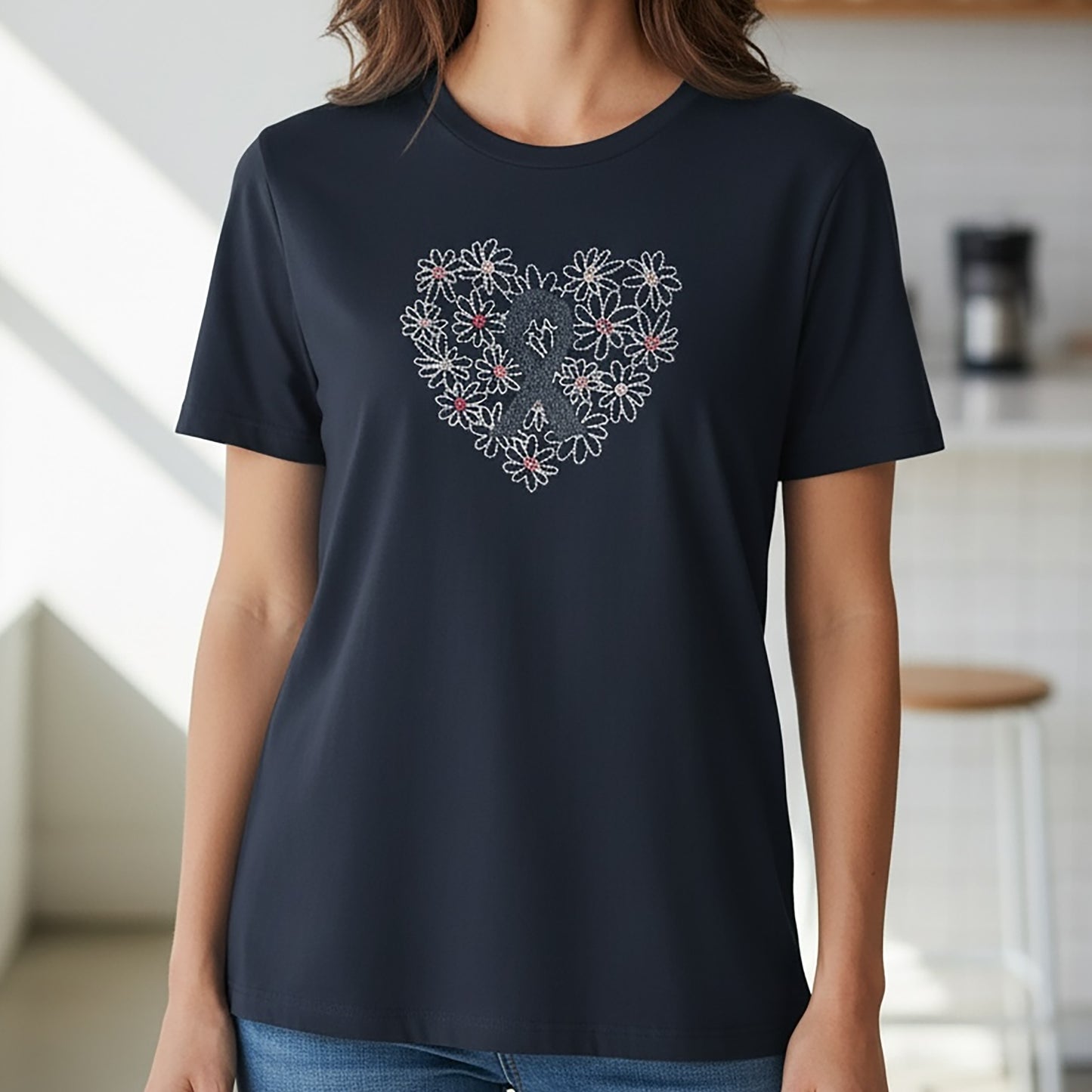 BC Daisy Heart Navy Tee