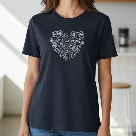 BC Daisy Heart Navy Tee