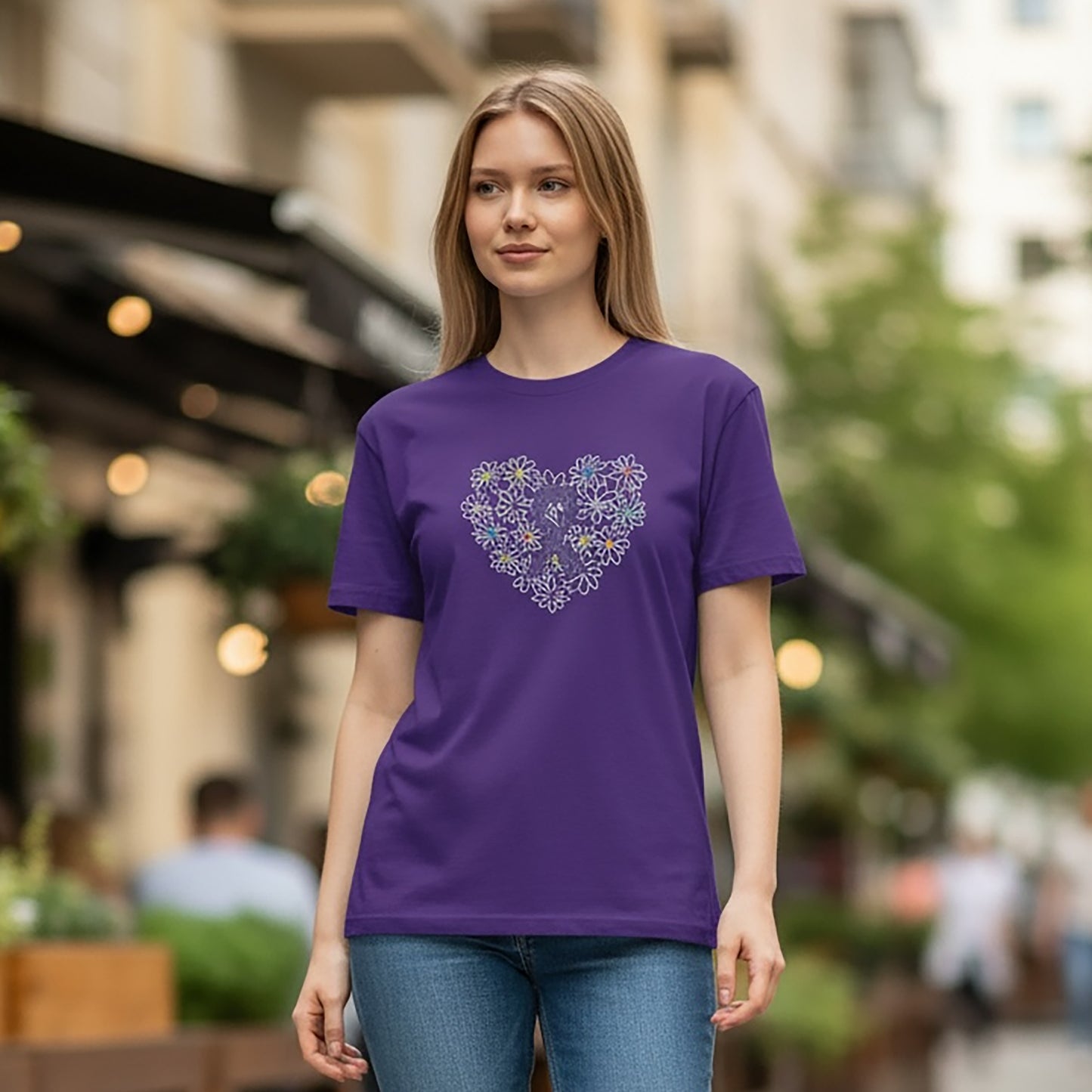 Daisy Heart Purple Tee