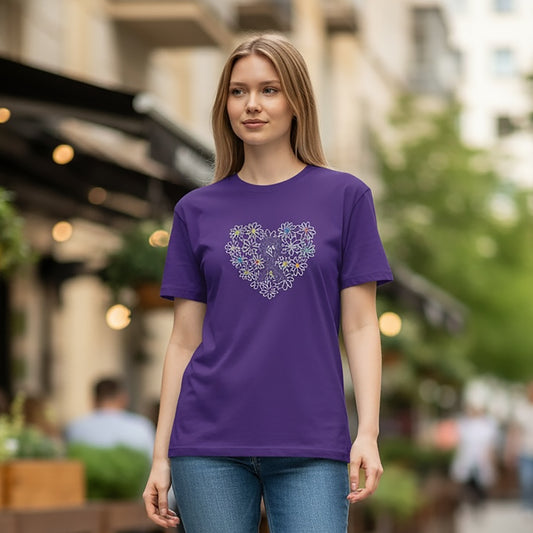Daisy Heart Purple Tee