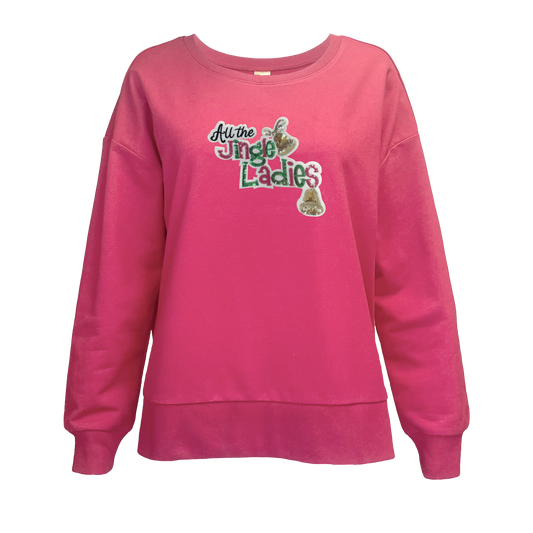 Jingle Ladies Pink Boxy Crew