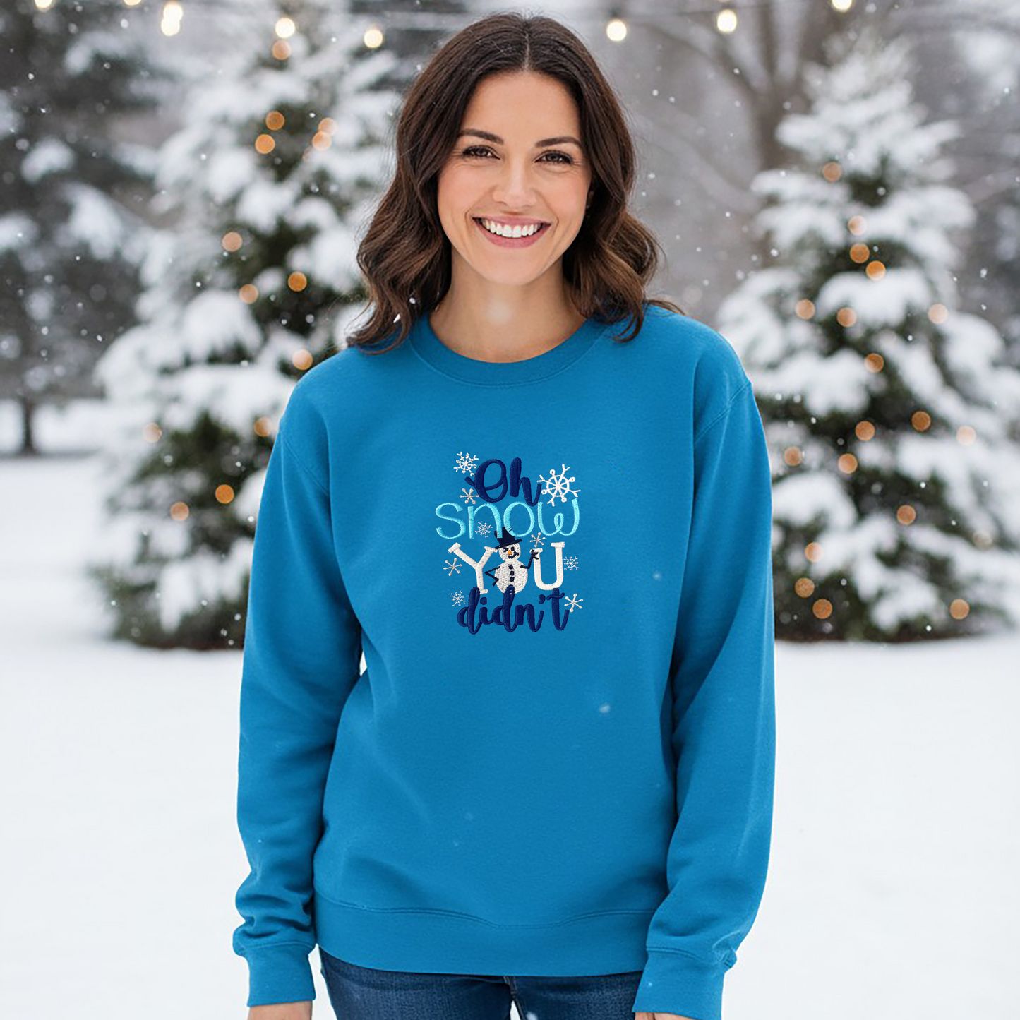Oh Snow You Didn't Sapphire Crew Neck Fleece