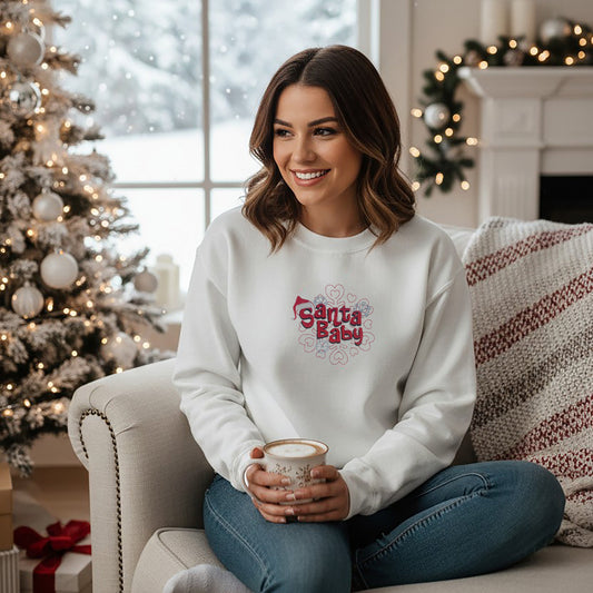 Santa Baby White Crew Neck Fleece