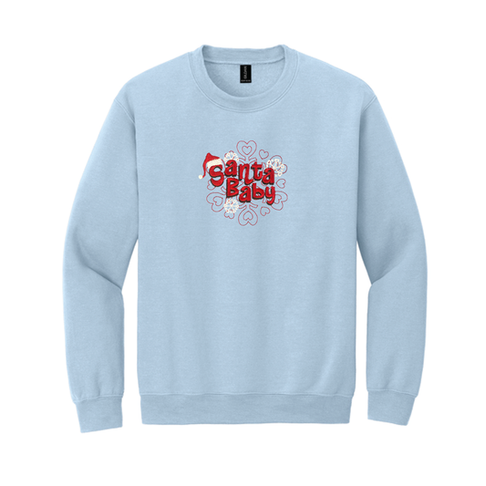 Santa Baby Lt Blue Crew Neck Fleece