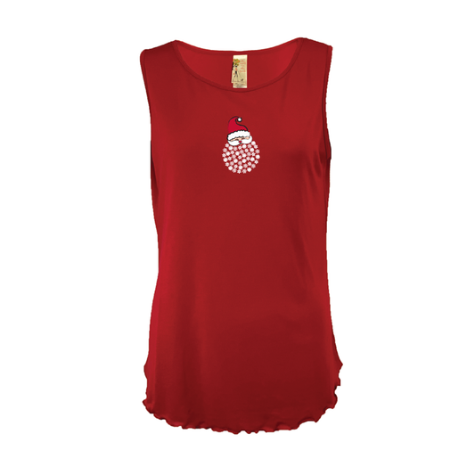 Snowflake Santa Beard Embroidered Lettuce Leaf Tank