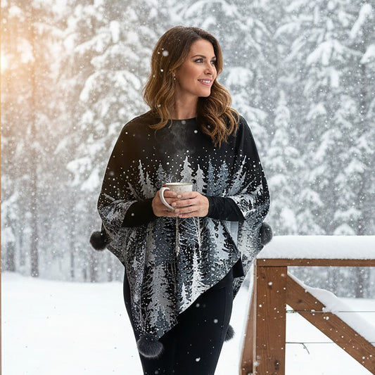 Winter Trees Knit Poncho