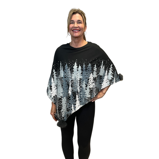 Winter Trees Knit Poncho