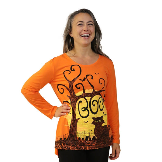 "Boo Cat" Orange Tunic | Mac & Belle