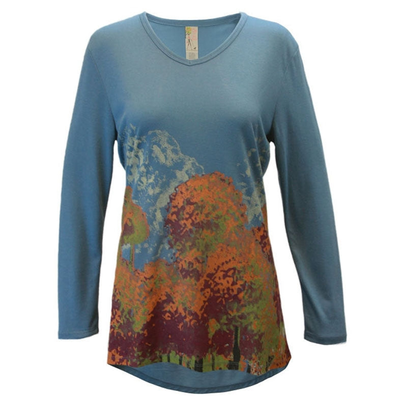 Colorful Trees V-Neck Long Sleeve Tunic Top, by A Walk In The Park®