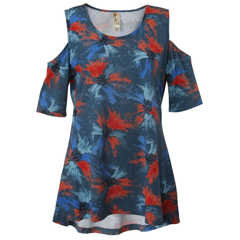 Painted Petals Cold Shoulder Tunic Top, by A Walk In The Park®