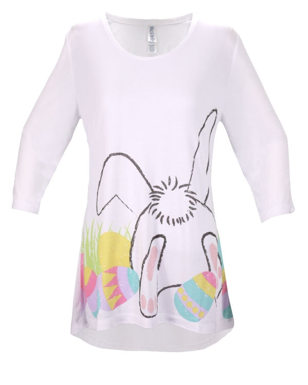 Hiding Bunny 3/4 Sleeve Tunic Top, by Mac & Belle®