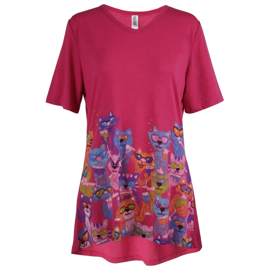 Cat Nipping V-Neck Tunic Top, by Mac & Belle®