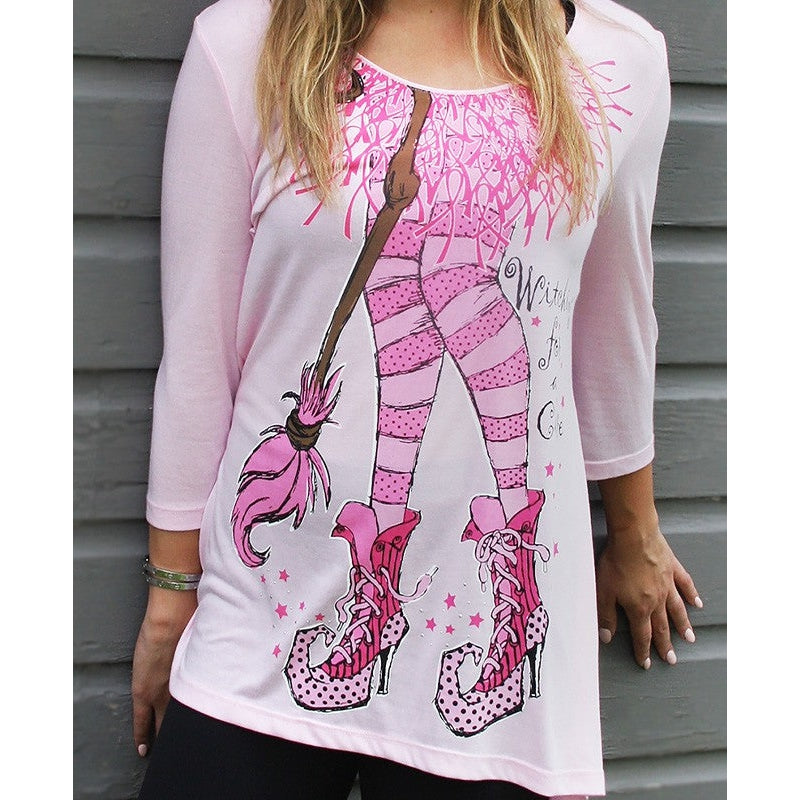 Women's 'Witching For A Cure' Long Sleeve Breast Cancer Swing Top, by Mac & Belle®