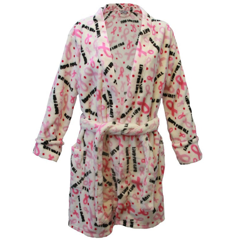 Women's 'Pink Ribbon' Breast Cancer Robe, Minky Fleece, Women's, by Live For Life Hope For All®