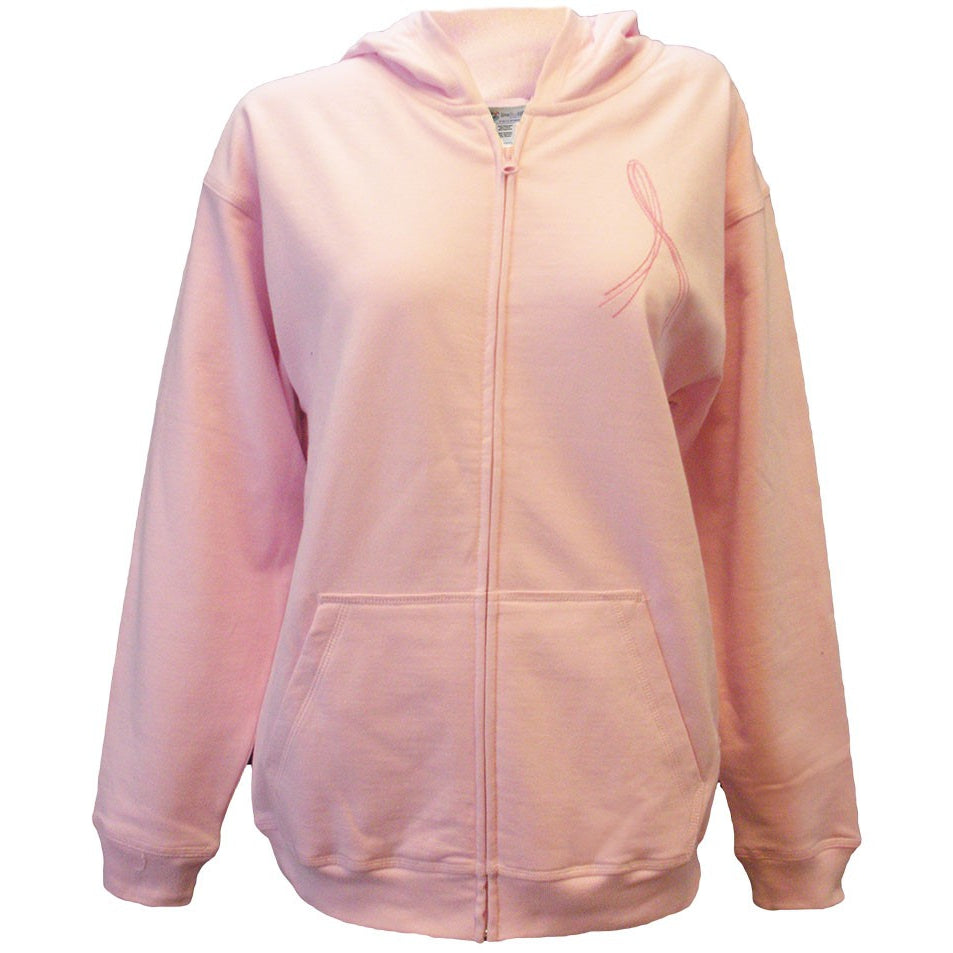 Women's 'Go Pink Go Strong' Breast Cancer Zip Front Fleece, Embroidered on Pink, by Live For Life Hope For All®