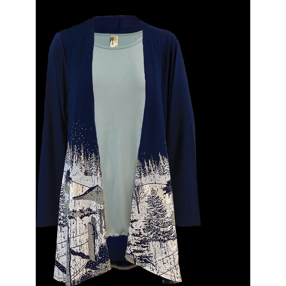 Winter Roads - Midnight Long Sleeve Kimono, by A Walk In The Park®