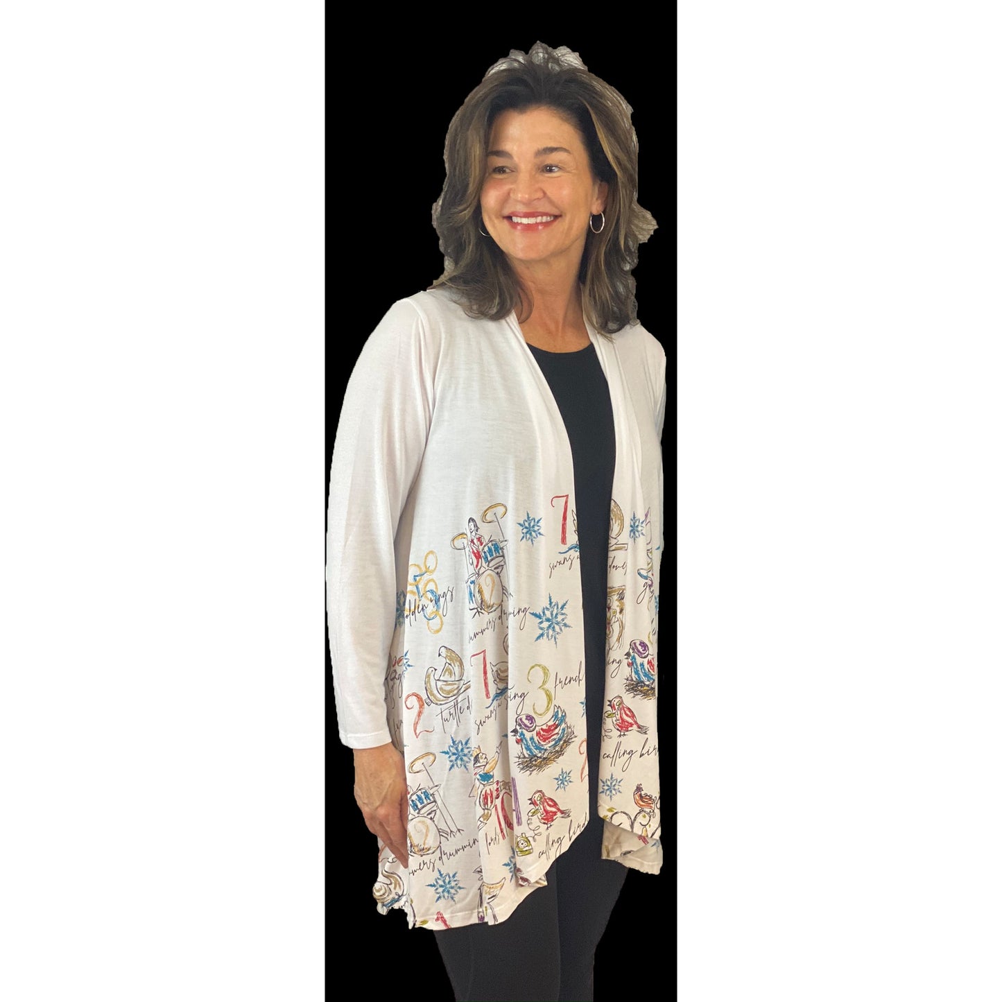 12 Days' Long Sleeve Holiday Kimono White, by A Walk In The Park®