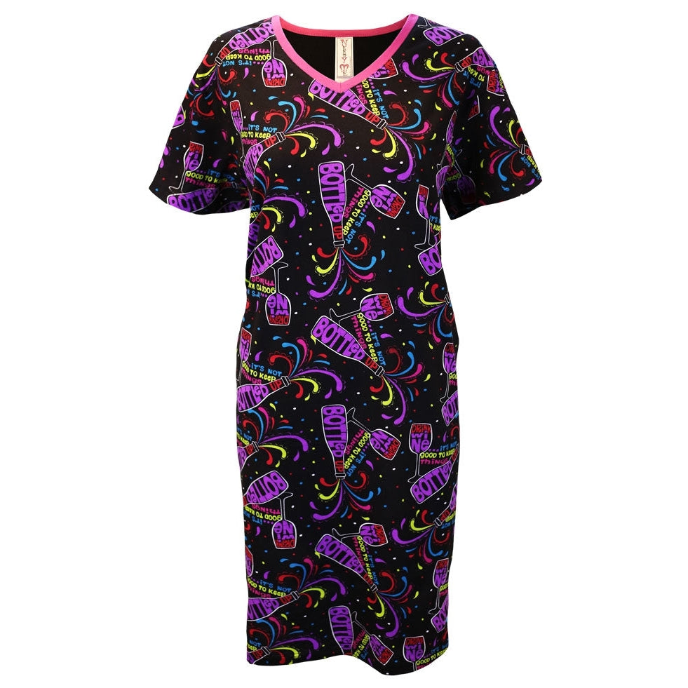 Women's 'Bottled Up' V-Neck Sleep Shirt Nightgown, by Needy Me Sleepwear®