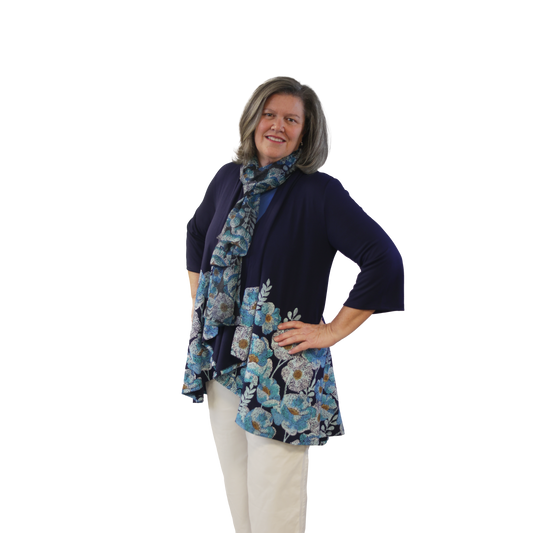 Blue Dot Floral Kimono